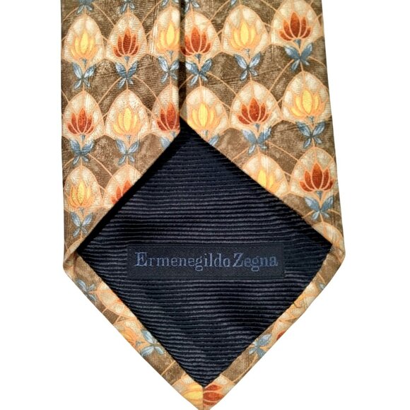 ERMENEGILDO ZEGNA 100% Silk Tie 59"x3.75" Multicolor Abstract Floral Maximalist - Picture 2 of 4